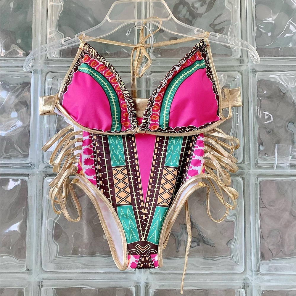 Fuschia Tribal Print Bikini (XL)